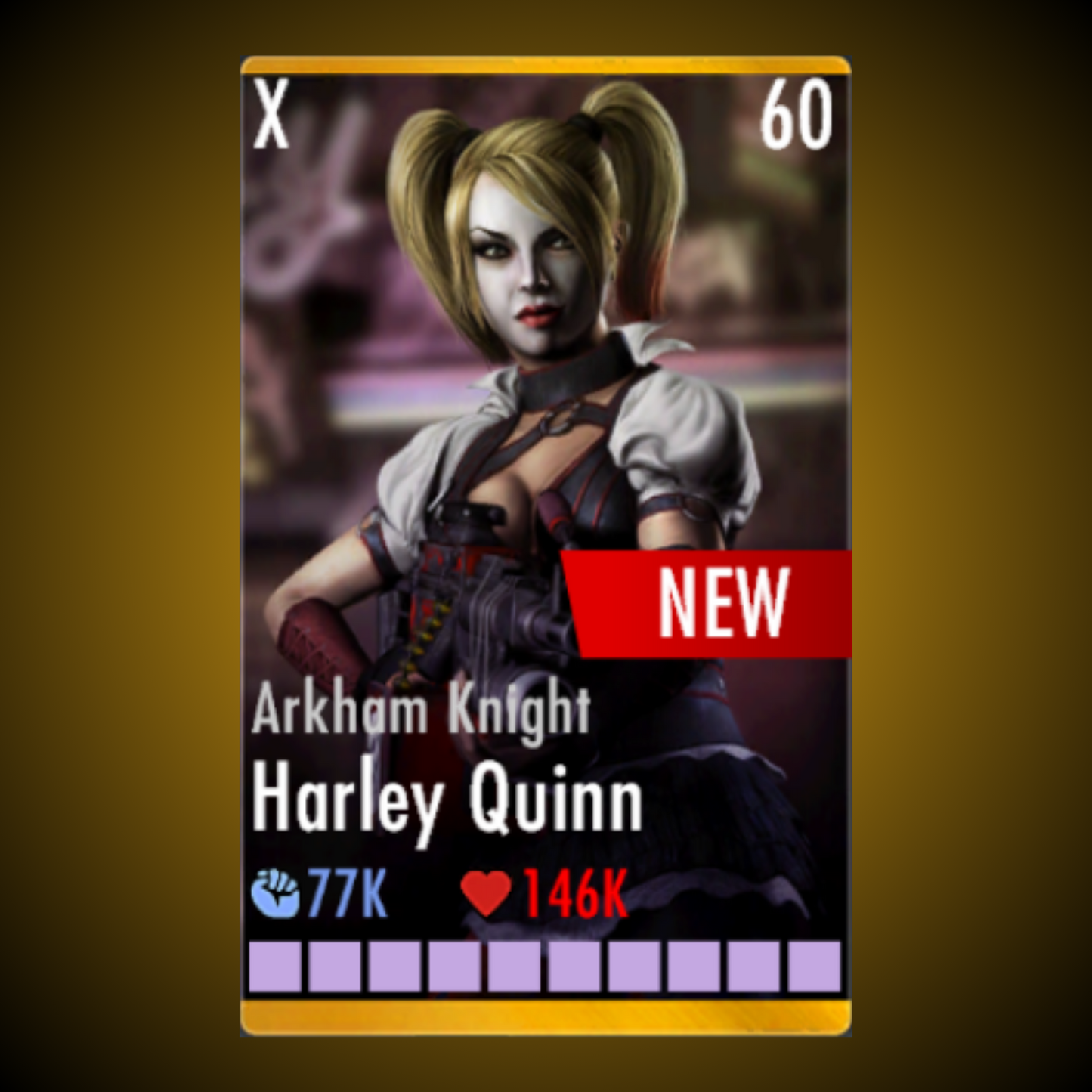 ARKHAM KNIGHT HARLEY QUINN ELITE X LEVEL 60